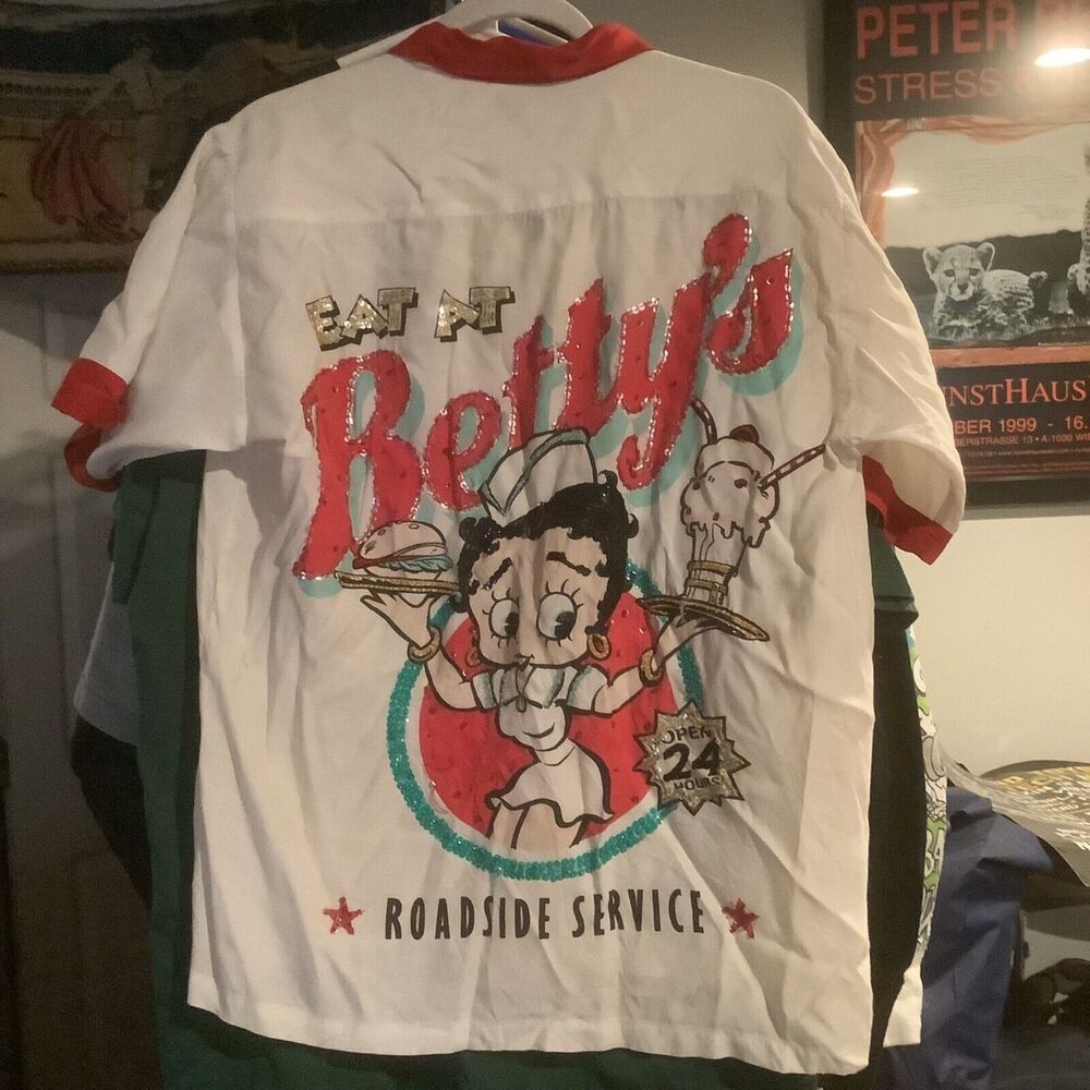 Vintage Betty Boop Diner T-Shirt Size Large 80s 90s Vtg Eat At Betty’s